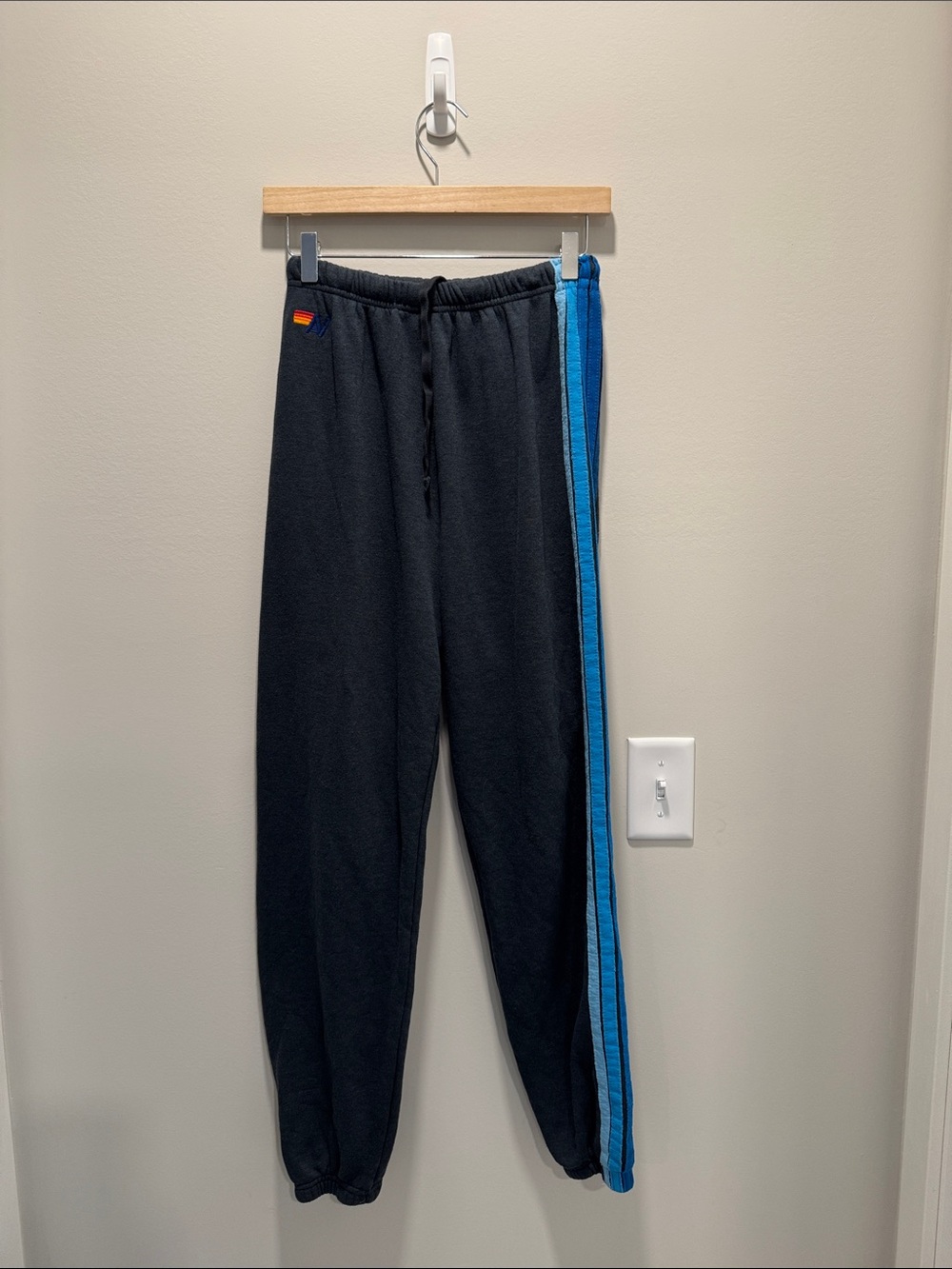 Aviator Nation charcoal Joggers with Blue Side Stripes - Picture 2 of 5